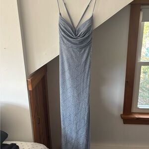 B. Smart Glittering Silver Maxi Dress Size 15